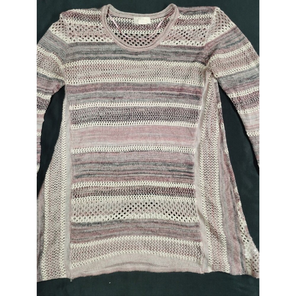 CO Style & Co Open-Knit Sweater Coverup in Pink and Cream